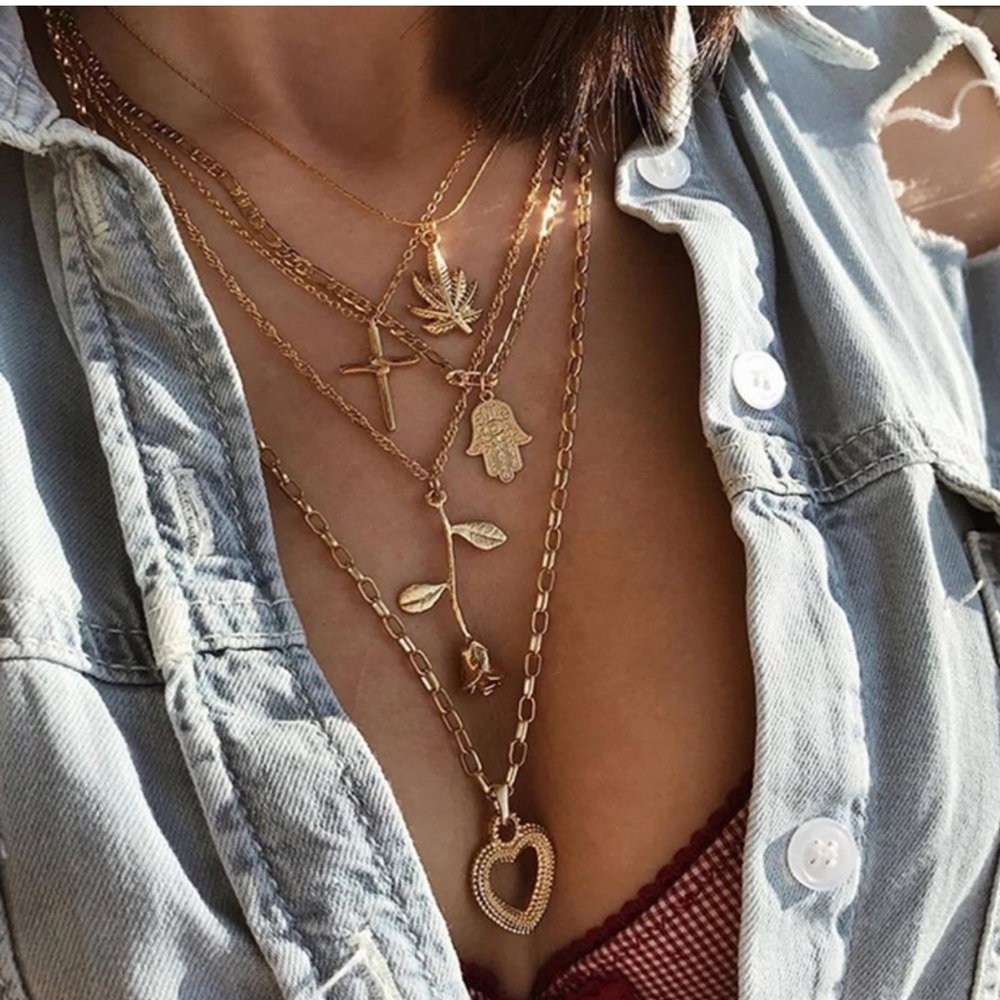 Gold Layered Necklace Set